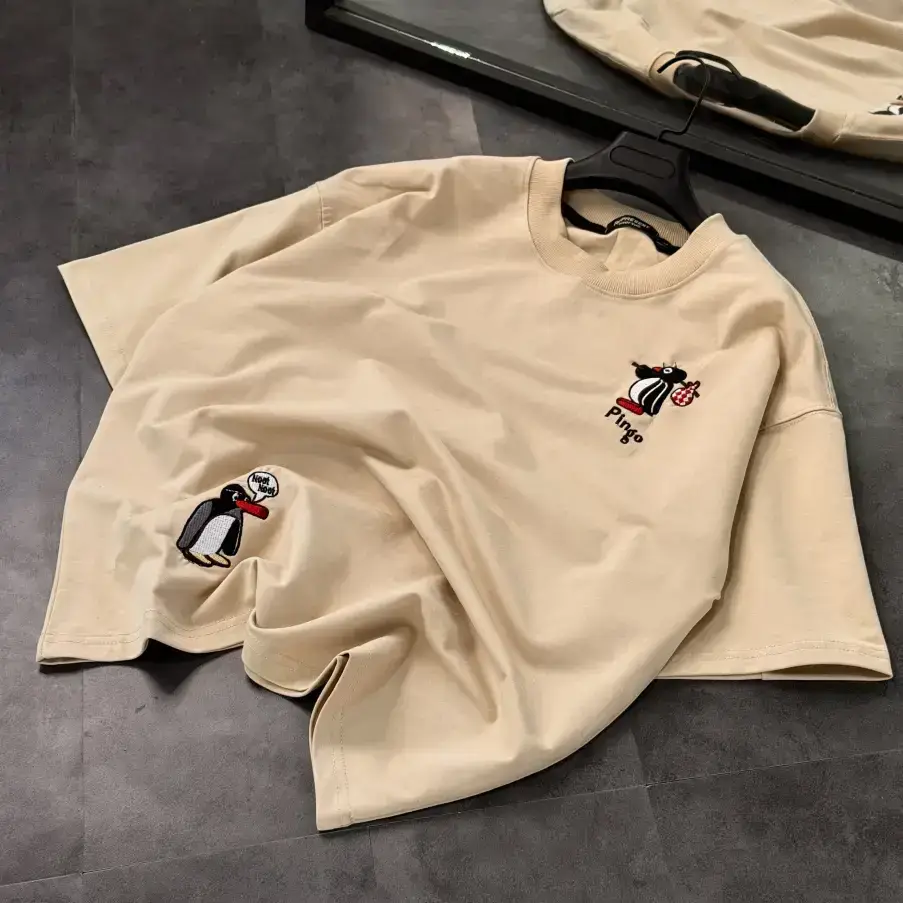 تیشرت باکسی گلدوزی پنگوئن - تصویر 3